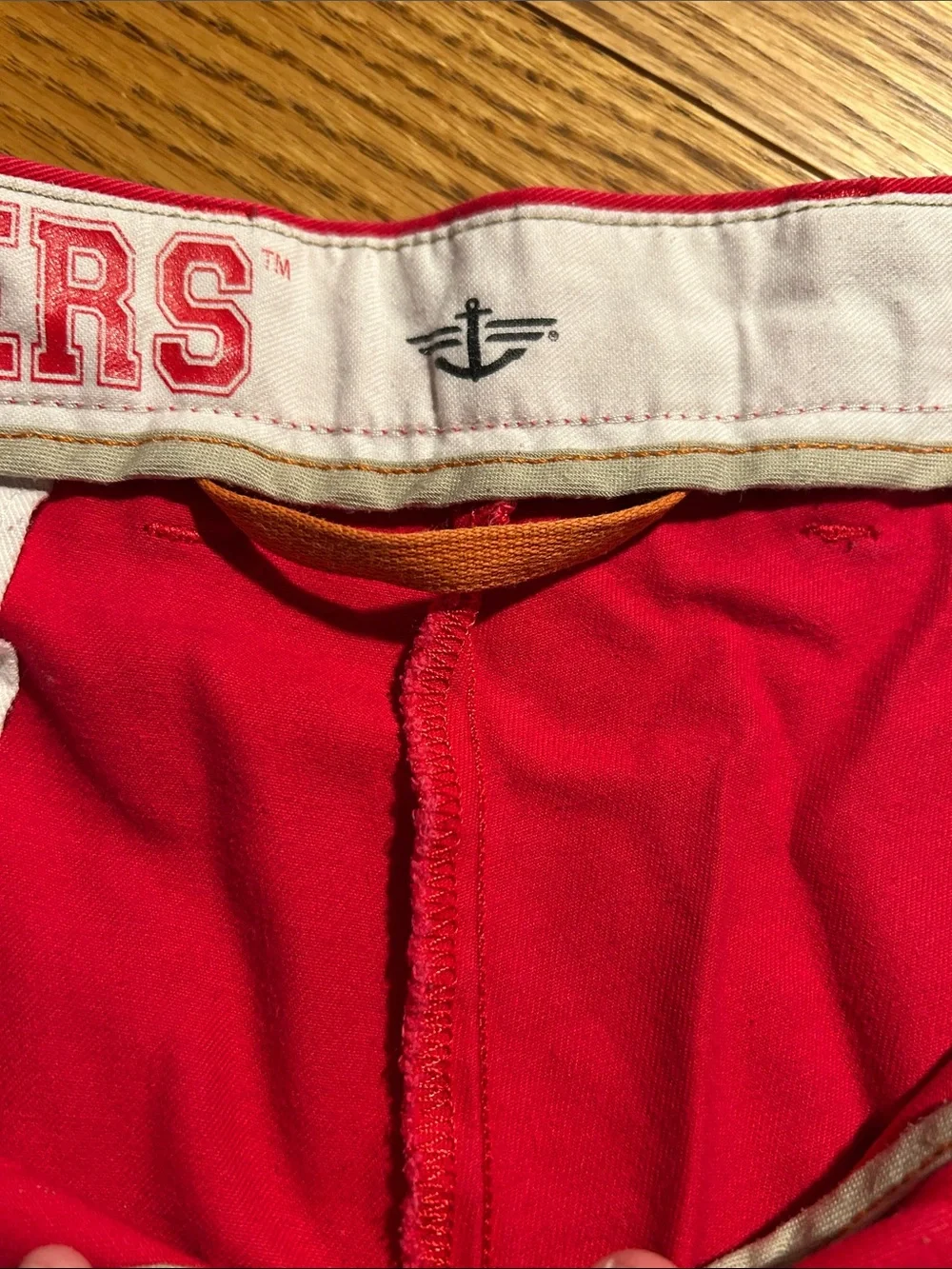 Men's Red Shorts with Embroidered Wisconsin Badgers Logo Dockers brand size 36
